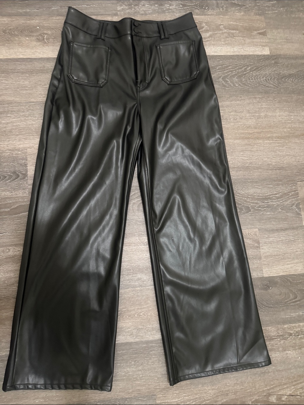 Tinseltown Black Faux Leather Wide Leg Pants